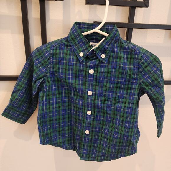 New janie and jack blue plaid baby button down shirt 3-6 months - Picture 2 of 5